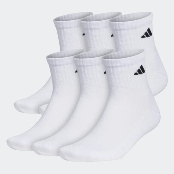Adidas Men's 6 Pair Athletic Cushioned Quarter Socks - L - Picture 1 of 8